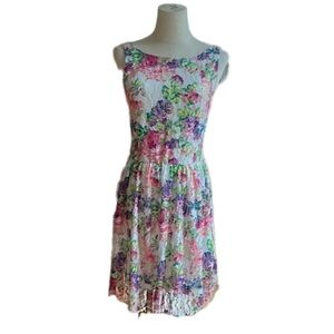 SPEECHLESS FLORAL Multi Color Lace Dress Medium